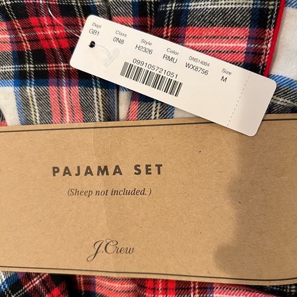 J. Crew Flannel Pajama Set in White Out Plaid Womens Size Medium NWT - Picture 7 of 7